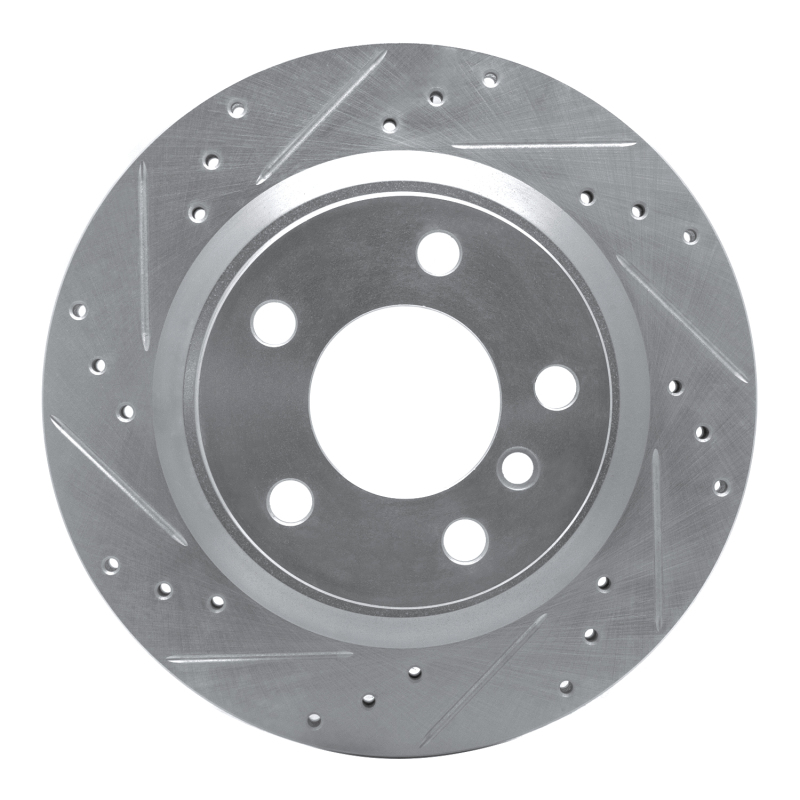 BMW 220i Brake Rotor (1) - Rear Left - R1 Concepts - Drilled & Slotted - Silver - `06-`21